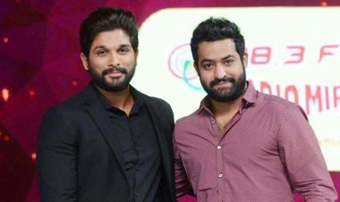 Junior NTR arrives to meet Allu Arjun on the sets of Pushpa 2, RRR actor's entry in the film? happy fans