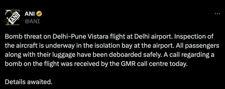 Bomb Threat In Flight: Bomb threat in Vistara flight from Delhi to Pune, all passengers deboarded