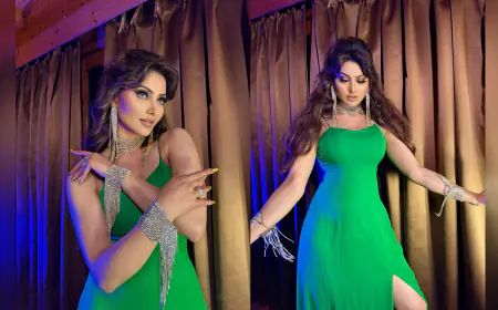 Urvashi Rautela Dazzles in Green, Leading Bollywood with a Golden Touch and Unmatched Grace