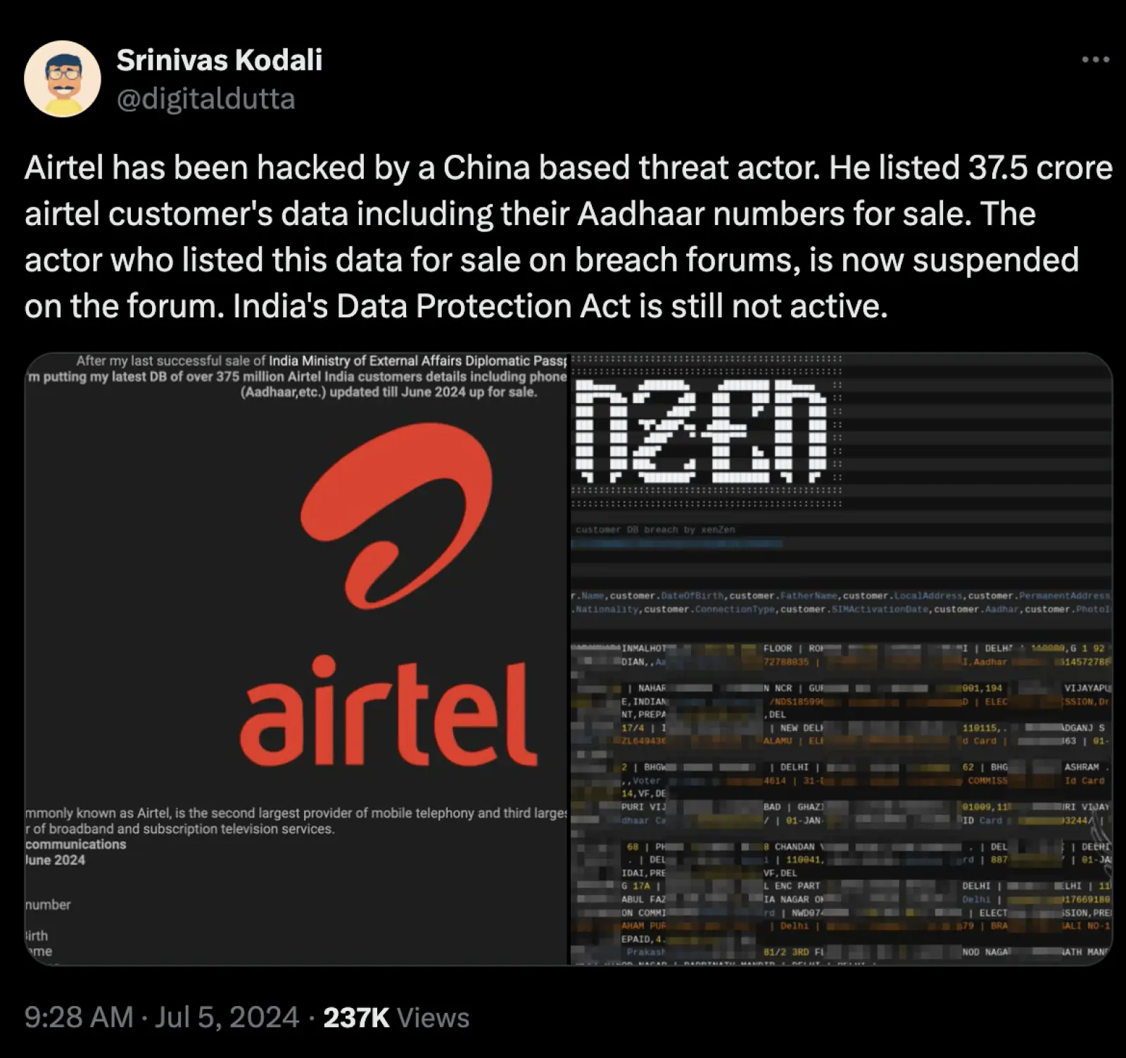 Cyber ​​attack on Airtel's server, data of 37 crore customers leaked, company gave this statement