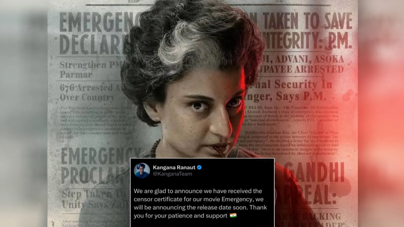 Kangana Ranaut’s 'Emergency' Clears Censor Board, Release Date Announcement Coming Soon