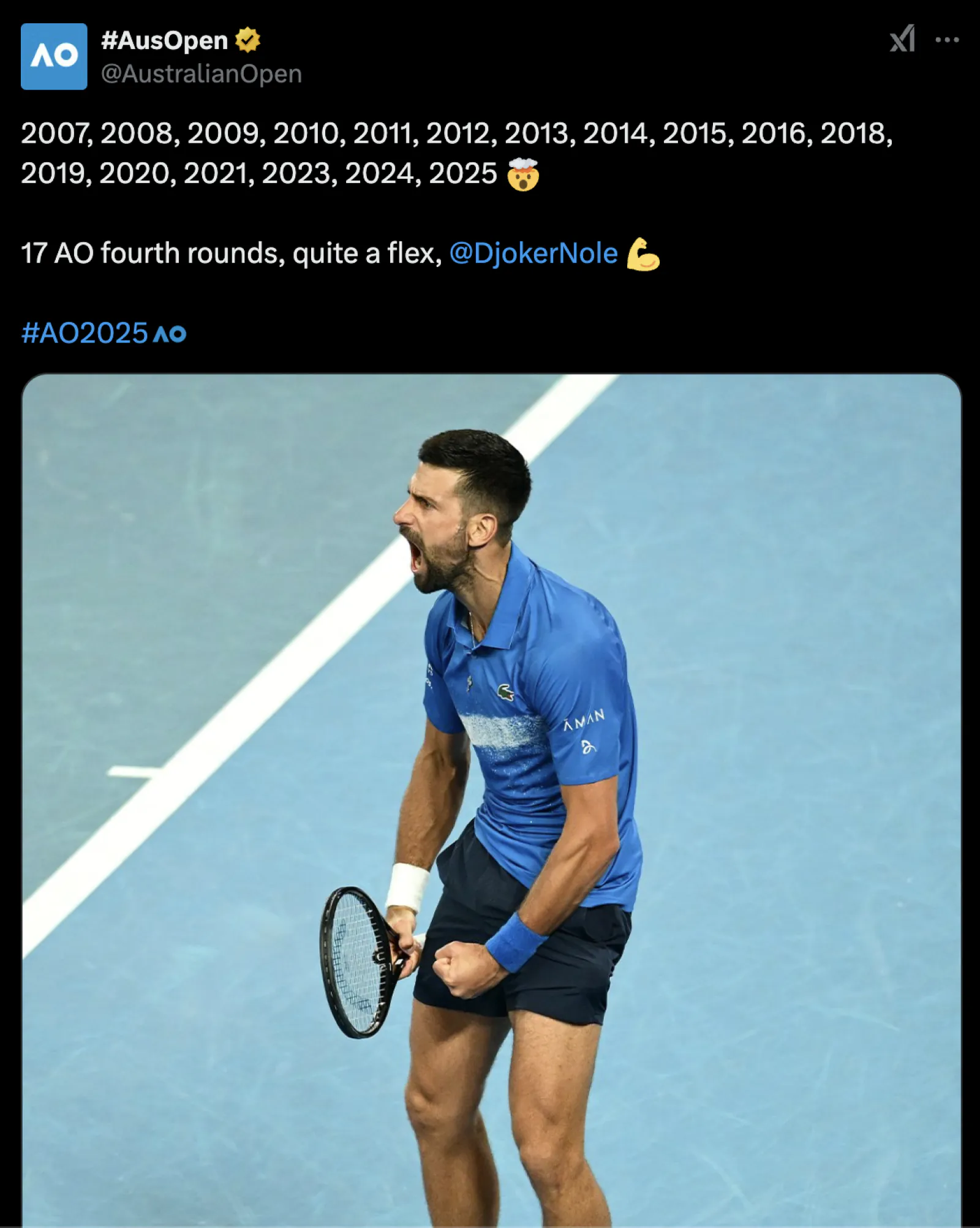 Novak Djokovic played 'best match of the tournament', reached fourth round for 17th time