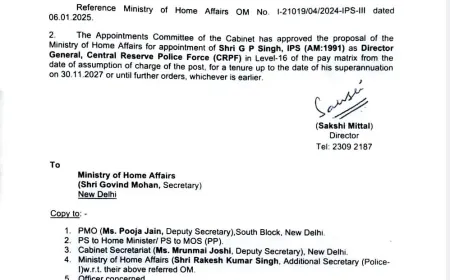 Final seal on the name of the new Director General of CRPF, responsibility given to Assam DGP GP Singh