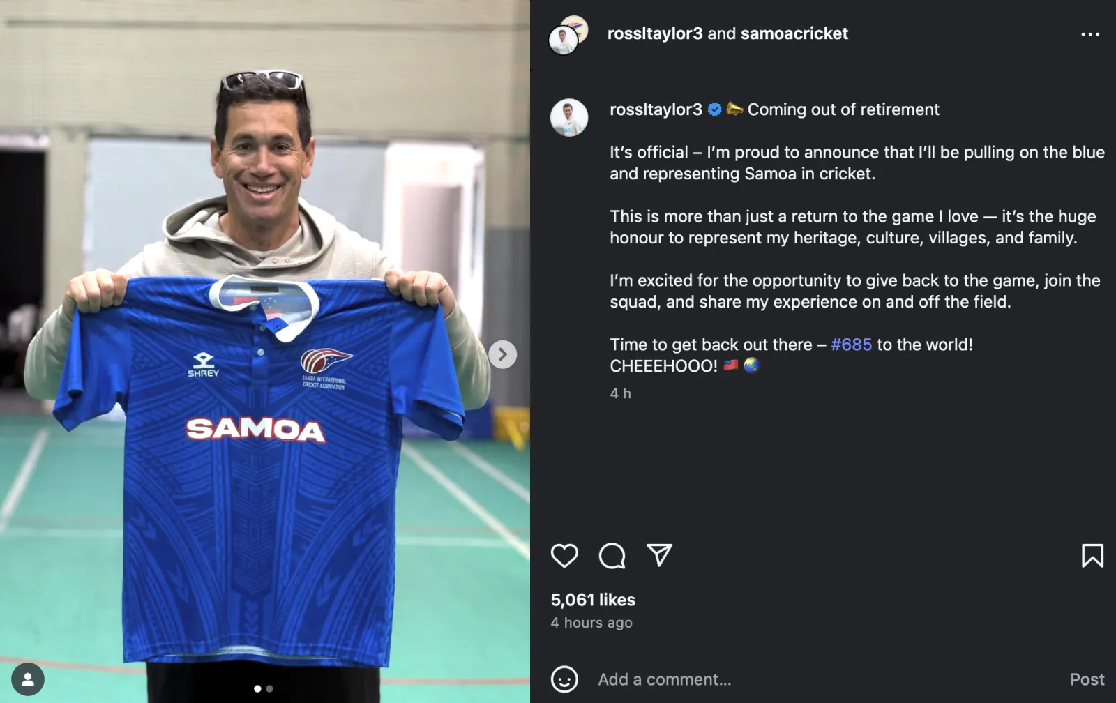 Ross Taylor Comes Out of Retirement, to Represent Samoa in T20 World Cup 2026 Qualifiers